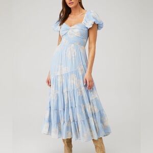 Sundrenched Floral Tiered Maxi Sundress Free People Size Medium